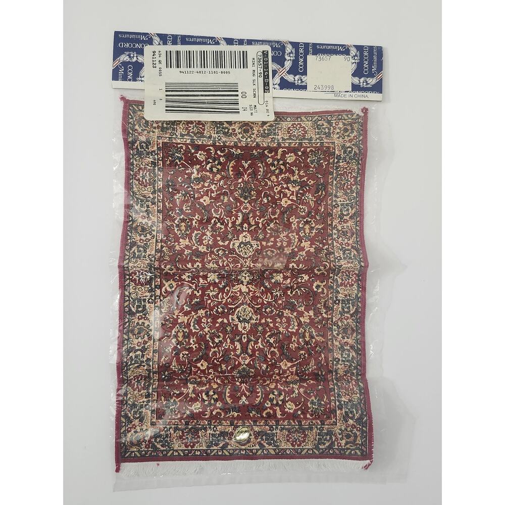 Vintage Concord Miniatures Red Silk Screen Oriental Rug Dollhouse Carpet New